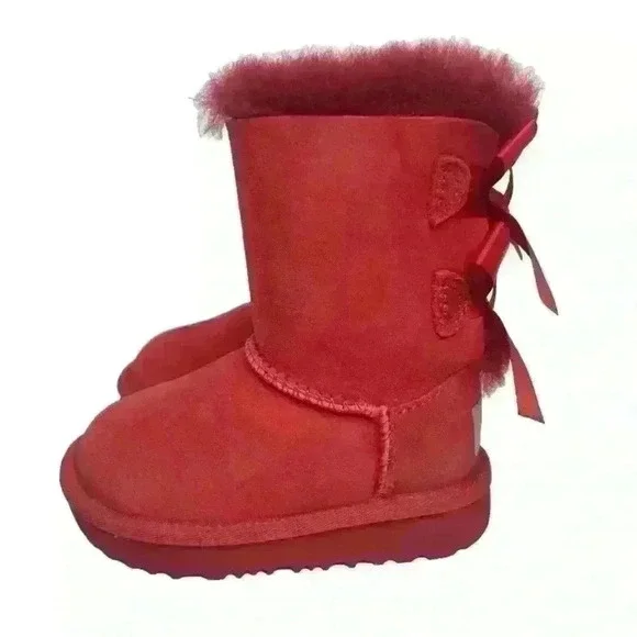 New UGG Toddler size 6 Samba Red Bailey Bow II boots - Picture 3 of 9
